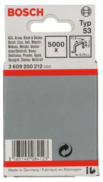 Bosch spajalica od tanke žice tip 53 11,4 x 0,74 x 12 mm ( 2609200212 )