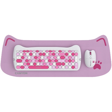 Canyon HSET-W6 EN/AD Keyboard+Mouse Kitty Edition AAA+?? Wireless Pink ( CNS-HSETW6PK-AD )