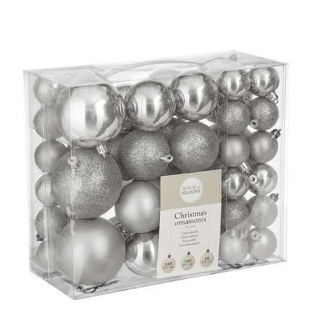 Dekordom novogodišnja dekoracija - hanging ball set 46pcs 1028454 - silver - edl ( 041257 )