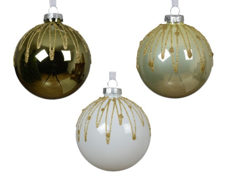 Dekordom novogodišnja dekoracija - hanging bauble glass glaze 8cm 068244 - kmg ( 043331 )