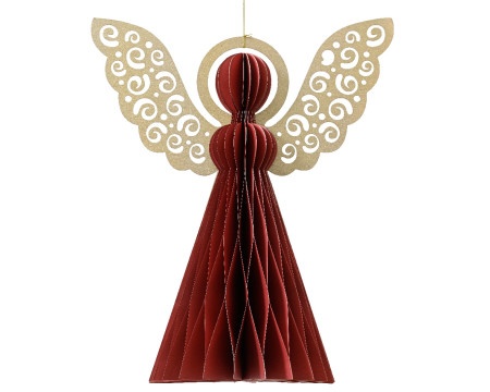 Dekordom novogodišnja dekoracija - hanging paper angel 20cm 709263 - red - kmg ( 043388 )