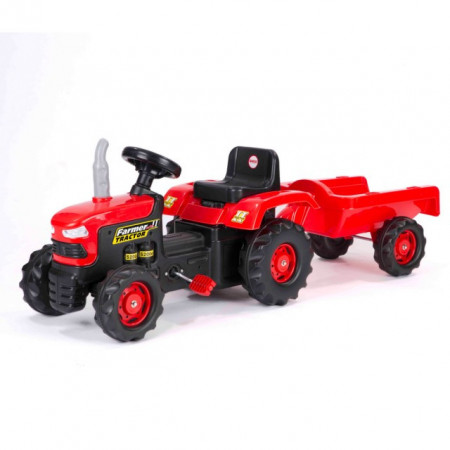 Dolu Traktor na pedale sa prikolicom crno - crveni ( 080530 ) - Img 1