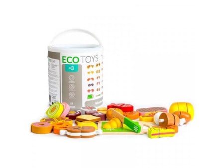 Eco Toys drvene namirnice za seckanje 23 dela ( TL87115 )