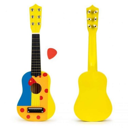 Ecotoys Drvena gitara za decu sa metalnim žicama cube yellow ( FO18 Y/ MF019B )