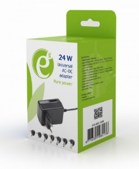 EG-MC-009 Gembird 24W Univerzalni AC-DC adapter 220V/24W na 3,4.5,5,6,7.5,9,12V 2A max