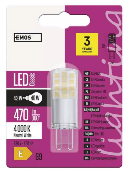 Emos sijalice LED sijalica classic jc 4,2w g9 nw emos zq9543 ( 2929 )
