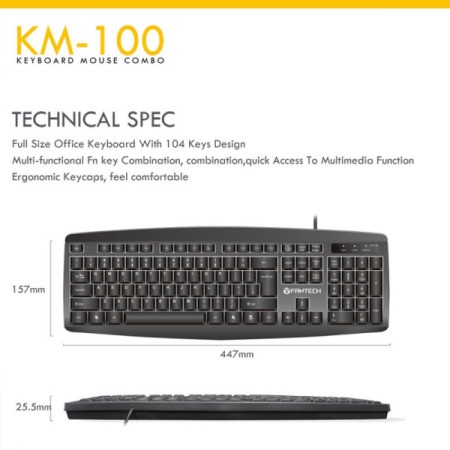 Fantech km-100 tastatura + mis usb logitech go us crna