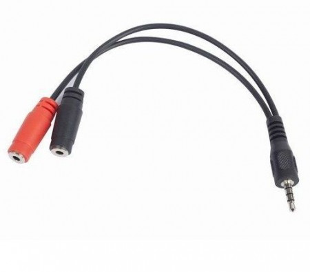 Gembird 2x 3.5 mm(slusalice i mikrofon) adapter na 1x 3.5mm(4 pin) cable, 0.2 m crni CCA-417