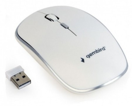 Gembird bezicni mis 2,4GHz opticki USB 800-1600Dpi white 115mm, visina-30mm MUSW-4B-01-W