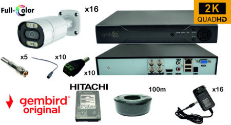 Gembird GMB-03 set kamera za video nadzor 3tbHDD +16x CAM-AHD5MP-HAU60W rg59+100m bnc+dc konekt full color - Img 1