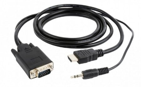 Gembird HDMI to VGA and audio adapter cable, single port, 1,8m, black A-HDMI-VGA-03-6