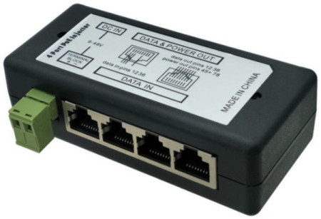 Gembird POE-INJ-4xRJ45 4CH pasivni prolazni POE injector, for IP Network Camera Ubiquiti and MikroT