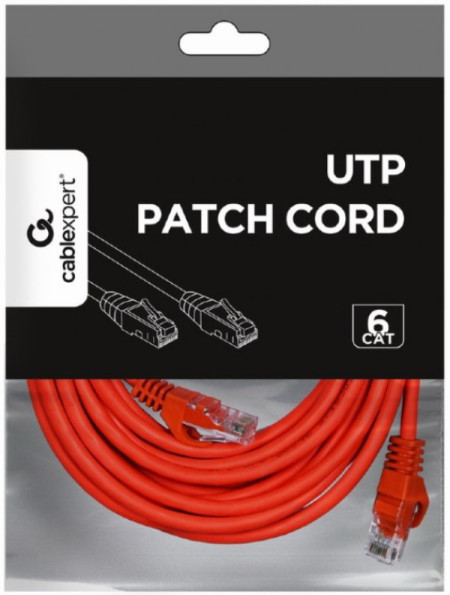 Gembird PP6U-5M/R mrezni kabl, CAT6 UTP Patch cord 5m red