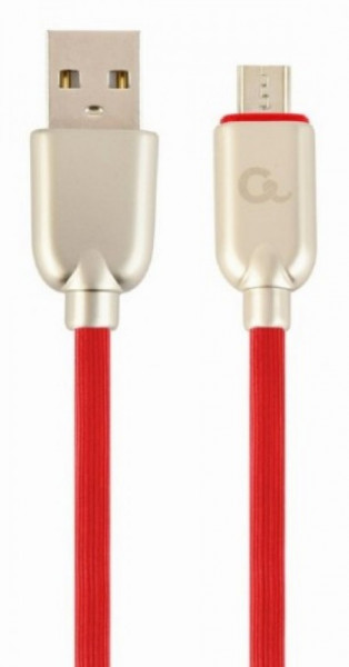 Gembird premium rubber micro-USB charging and data cable, 2m, red CC-USB2R-AMmBM-2M-R