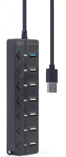 Gembird UHB-U3P1U2P6P-01 7-port USB hub (1xUSB 3.1 + 6xUSB 2.0) with switches, black