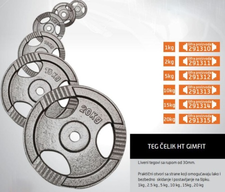 Gim Fit teg čelik 15kg 30mm ( 291314 )