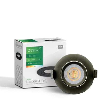 Green tech led spot 9w 3000k-4000-6500k 800lm 3cct crna ( DWX-9BK )