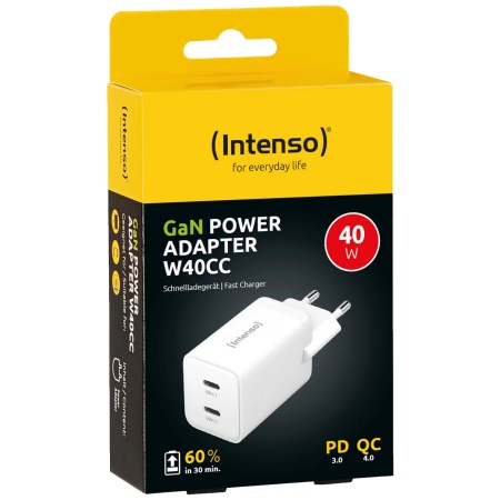 Intenso Punjač kućni, brzi, 2 x USB-C, 3A, 40W - Power Adapter W40CC GaN