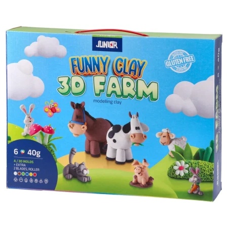 Junior funny clay masa za oblikovanje sa 3d kalupima miks farma ( 130777 )