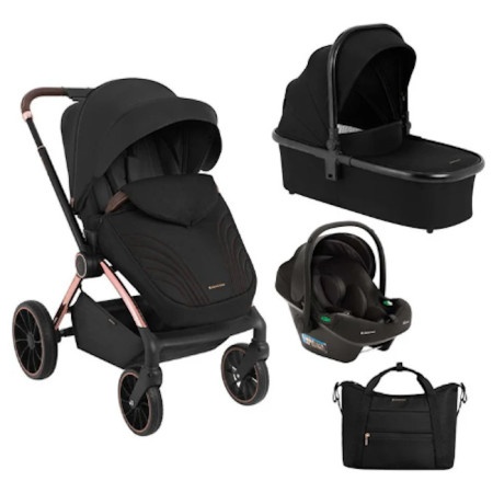 KikkaBoo Kolica Kara 3in1 set sa autosedištem I-Prime I-size i tvrdom korpom Black ( KKB23141 SET )