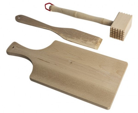 Kuhinjski set drvena daska, varjaca i cekic - Img 1
