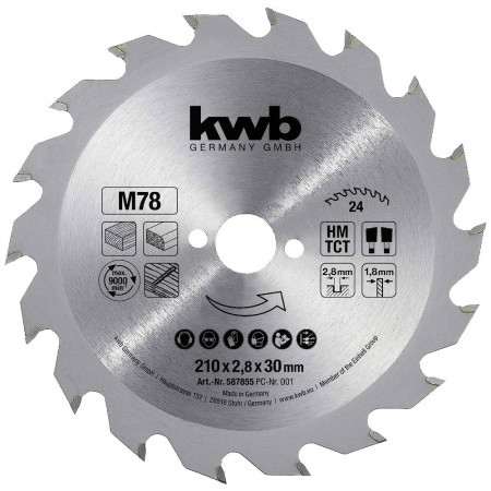 KWB rezni disk za cirkular 210x30 30Z, HM, za drvo/plastiku ( KWB 49587855 ) - Img 1