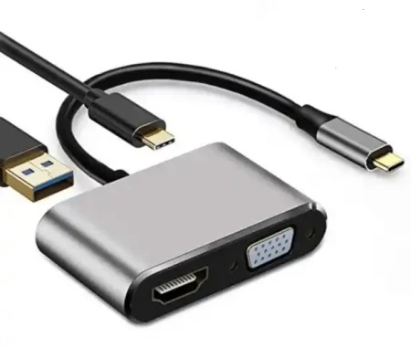 Linkom Adapter-konverter USB Tip C na HDMI 4K/VGA/1xUSB 3.0/Type C -1