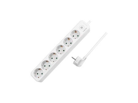 Logilink produzni kabl sa prekidacem 6 uticnica 1.5m beli ( 22201 )
