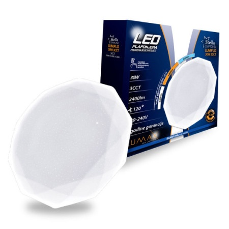 Lumax stella lumplo-30w 3cct (6000/4000/3000k) 2400lm 330x68 led plafonjera ( 006548 )