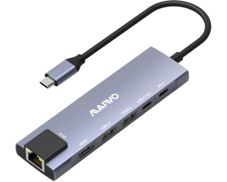 Maiwo kh06rh USB 3.1 tup-c 6 u 1 adapter usb3.0+hdmi+usb c pd+usb c data+rj45
