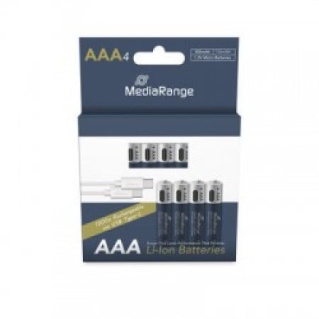 Mediarange punjive baterije-akumulatori aaa 1.5v li-ion 4kom-recharg-500mah-mrbat160-usb-c ( 160AAA/Z )