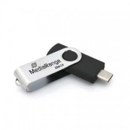 Mediarange usb flash memorija type-c 256gb 3.2 gen 1 swivel housing/srebrno-crna ( UFMR1955 )