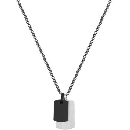 Muška santa barbara polo crna srebrna ogrlica od hirurškog Čelika ( sbj.6.5021.3 )