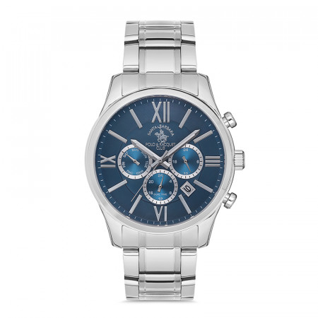 Muški santa barbara polo legend multifunction plavi srebrni elegantni ručni sat sa srebrnim metalnim kaišem ( sb.1.10198.2 ) - Img 1