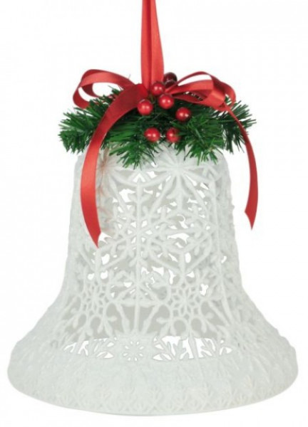 Novogodišnje zvono čipkasto belo 200mm ( 5704 )