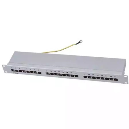 Patch panel 19/1U sa 24 RJ-45 STP kat. 6 Fully Shielded, Krone LSA, držač kablova sa zadnje CRNI