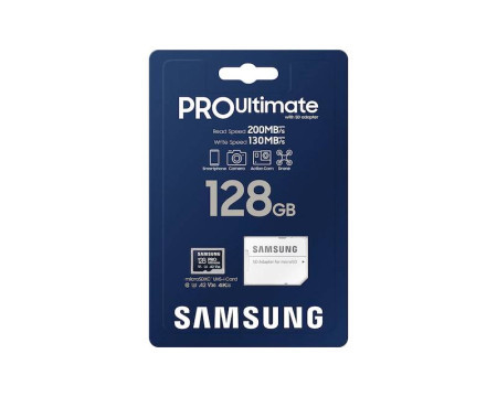 Samsung MicroSD 128GB, pro ultimate, SDXC, UHS-I U3 V30 A2, Read up to 200MB/s, Write up to 130 MB/s, w/SD adapter ( MB-MY128SA/WW )