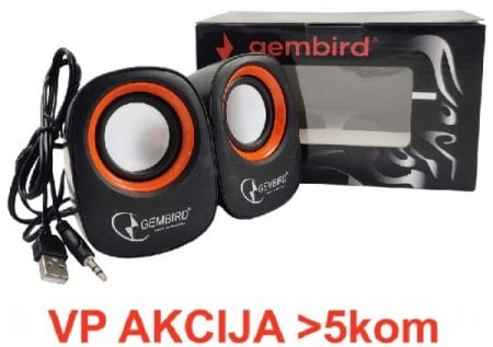 SPK-107 ** Gembird Stereo zvucnici Orange/Black, 2 x 3W RMS USB pwr, 3.5mm kutija sa prozorom (379)