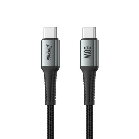 Superior Usb data kabal su-k102 pleteni fast 60w 3a type c na type c 1m crni ( U2105 )