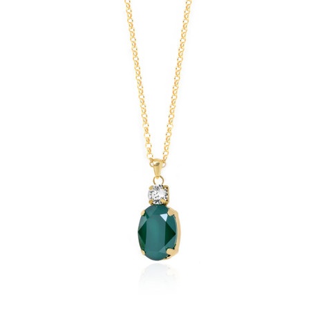 Victoria cruz miah gold royal green ogrlica sa swarovski zelenim kristalom ( a3617-77dg )