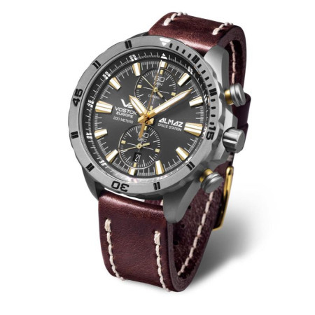 Vostok europe muški almaz chronograph sivi sportsko elegantni ručni sat sa braon kožnim kaišem ( 6s11/320h521 ) - Img 1