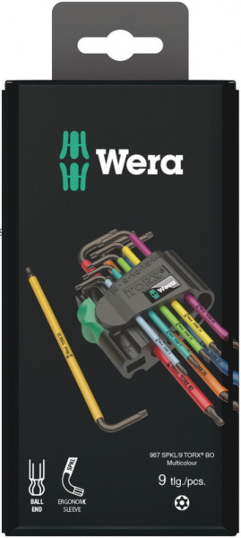Wera 1x 967/9 TX BO multicolour set imbus ključeva za zaštićene torx vijke, black laser, 9 komada ( WERA 073599 )