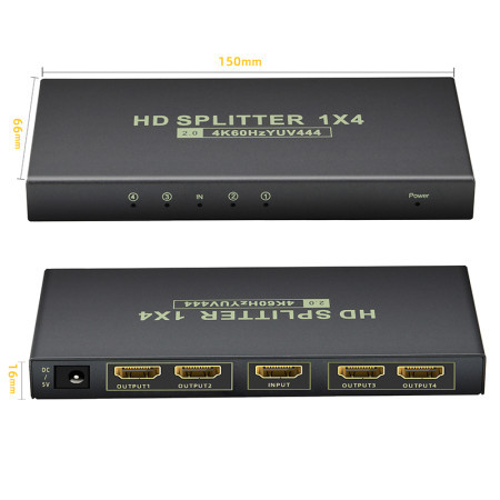 XWave HDMI2.0 spliter 1x in - 4x out 4K x 2K Activ ( HDMI2.0 spliter 1x in - 4x out 4K x 2K Activ ) - Img 1
