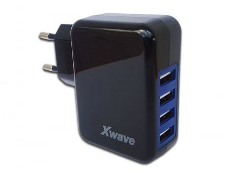 Xwave USB zidni punjač za mobilne, tablete, 4 x USB, 5V/4A, Crna ( Xwave H44 )