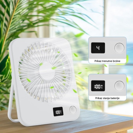 Yiwu Stoni USB mini ventilator sa displejem ( 17417-5919WH )