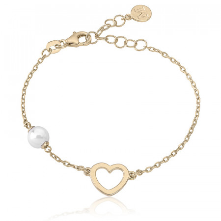 Ženska majorica pearl open heart gold srebrna biserna narukvica 6 mm ( 16390.01.1 000.010.1 ) - Img 1
