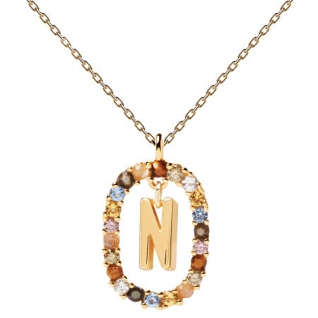 Ženska pd paola letter n zlatna ogrlica sa pozlatom 18k ( co01-273-u )