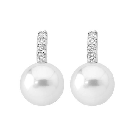 Ženske majorica fugaz bele biserne srebrne minđuše sa kristalima 10 mm ( 14225.01.2 000.010.1 )
