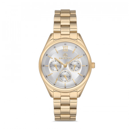 Ženski bigotti multifunction beli zlatni sportsko elegantni ručni sat sa zlatnim metalnim kaišem ( bg.1.10106-3 ) - Img 1