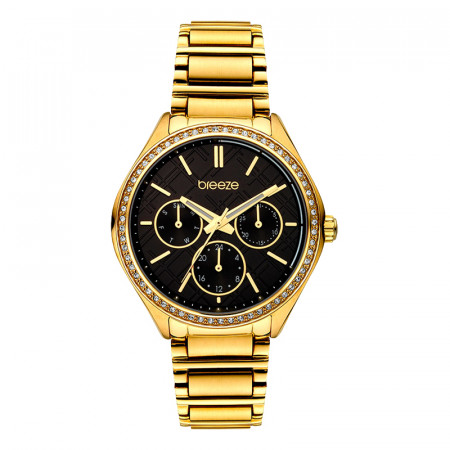 Ženski breeze intensfire multifunction crni zlatni modni ručni sat sa zlatnim metalnim kaišem ( 212041.6 ) - Img 1